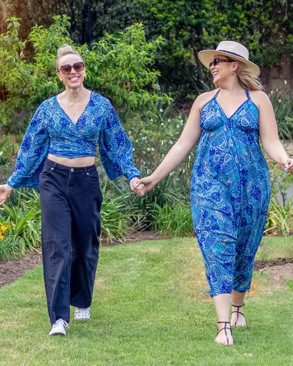 Silk String Jumpsuits - Bright Blue